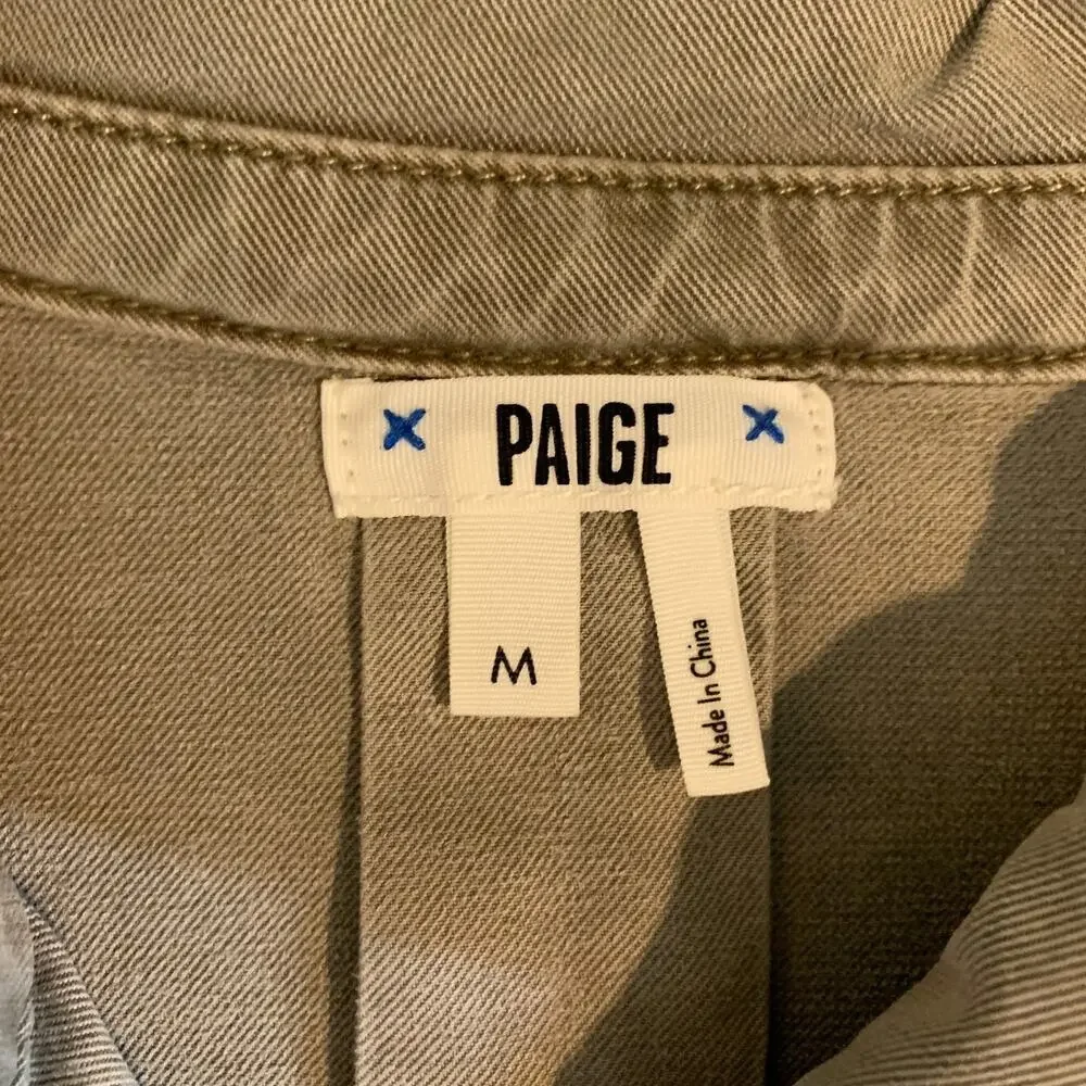 Paige Jacket Womens M Medium Moss Vintage Taupe Pacey Utility Button Up Cropped